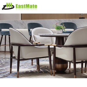 Solid walnut wood dining chair with fabric leather upholstered chair