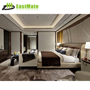 5 Star Luxury Moderno Hotel Furniture Suite Custom Made Metal Fabric Hotel Bedroom Set 